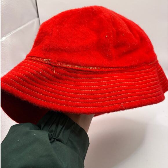 Vintage 50s Woolrich Bucket Hat Womens Size 7 1/8 Red Felt Wool Boho Outdoor main image 5